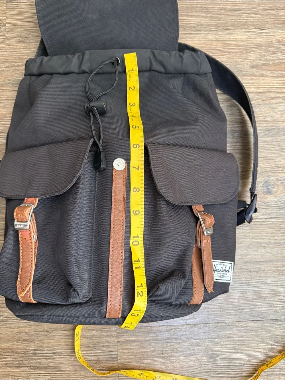 Herschel Little America Backpack Canvas Brown Faux Leather Laptop Travel Bag